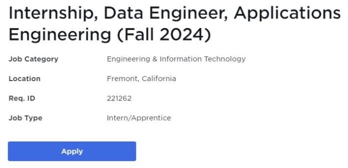 tesla tesla summer internship 2024